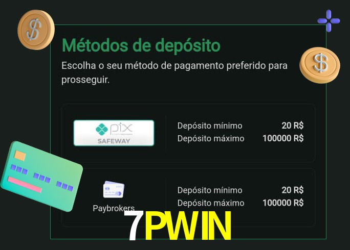 O cassino 7PWIN oferece uma grande variedade de métodos de pagamento